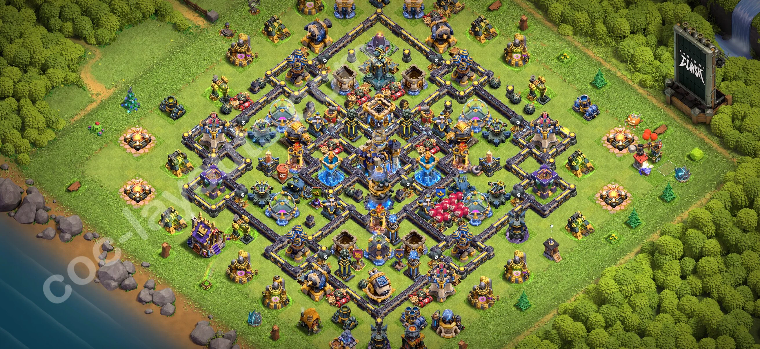 Anti 2 Stars Base TH18 with Link, Hybrid - best plan / layout / design - Clash of Clans 2026 - (#5) — Defense TH18
